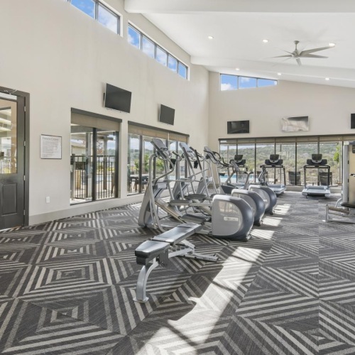 a room with exercise equipment