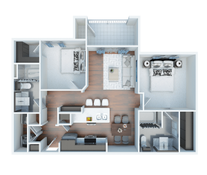 a floor plan of a two bedroom apartment at The  View at Crown Ridge